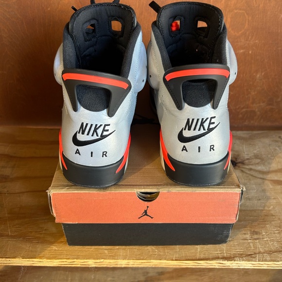 Jordan Men's Silver and Red High-Top Sneakers pre owned great condition - Picture 3 of 6